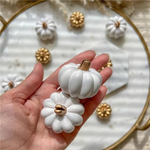 White Pumpkin Place Card Holders - Set of 6 Mini Pumpkin Card - Picture 5 of 7